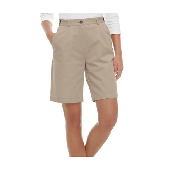 New L.L. Bean Women's Wrinkle-Free Khaki Bayside Walking Shorts Size 12 - Picture 1 of 5
